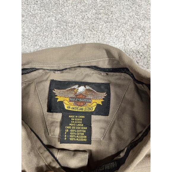 Harley Davidson Button Down Shirt Mens Large Embroidered Bald Eagle Pockets - Picture 6 of 15